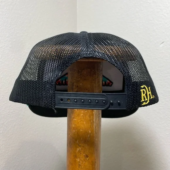 Red Dirt Hat Co. Johnny Phoenix Flat Bill Trucker Hat Cap Black Turquoise Orange - Picture 4 of 11